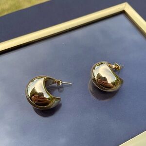 Gold moon shaped chunky earrings